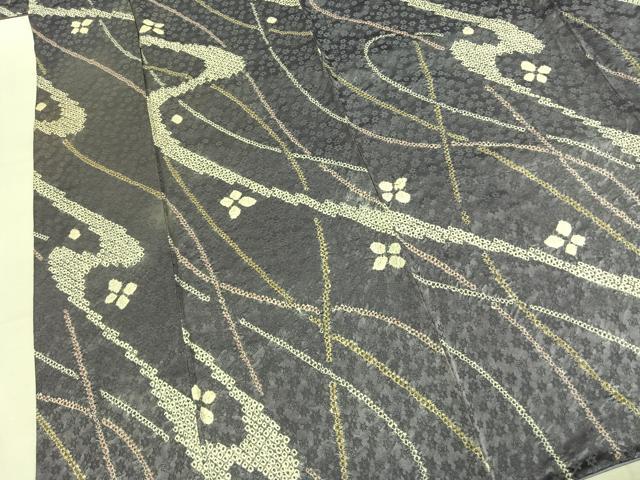 平和屋着物●上質な小紋　総絞り　流水花文　正絹　逸品　AABL8571fy