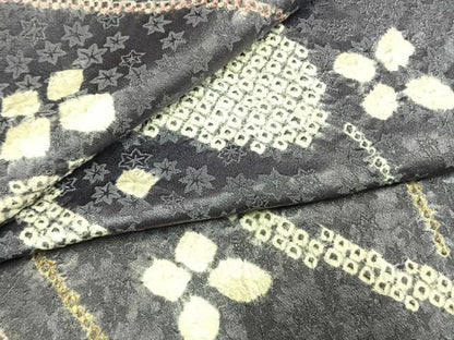 平和屋着物●上質な小紋　総絞り　流水花文　正絹　逸品　AABL8571fy