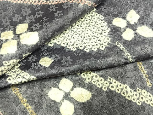 平和屋着物●上質な小紋　総絞り　流水花文　正絹　逸品　AABL8571fy