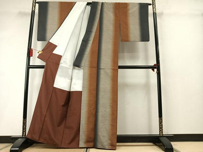 平和屋着物●上質な紬　間道　正絹　逸品　AABL8573fy