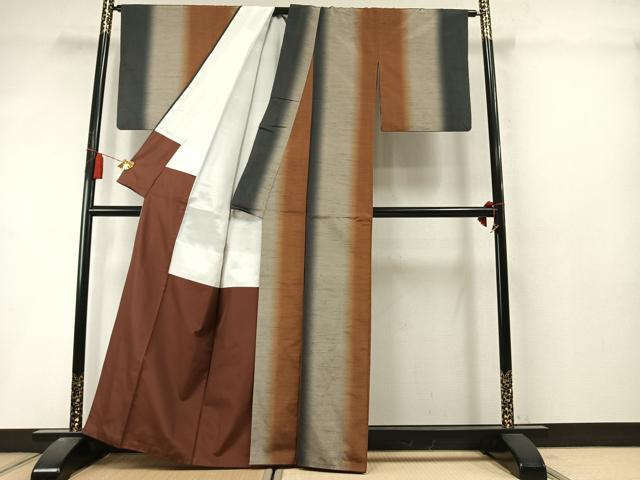 平和屋着物●上質な紬　間道　正絹　逸品　AABL8573fy