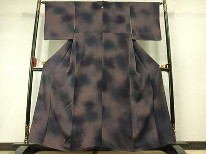 平和屋着物●上質な小紋　霞文　暈し染め　鬼しぼ縮緬　正絹　逸品　AABL8576fy