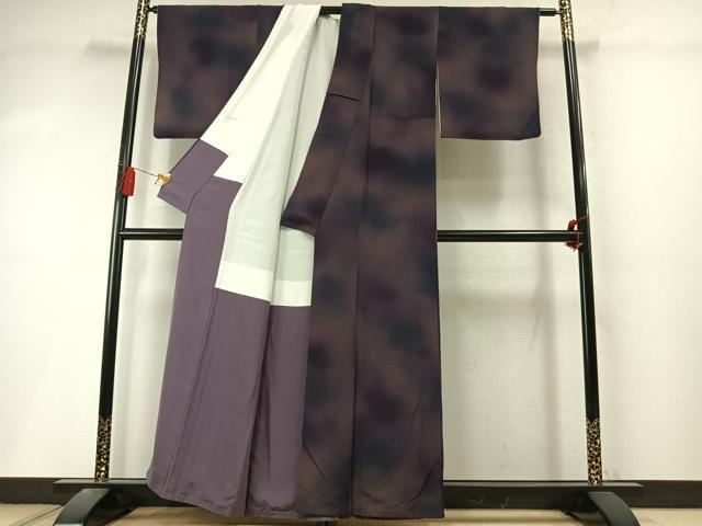 平和屋着物●上質な小紋　霞文　暈し染め　鬼しぼ縮緬　正絹　逸品　AABL8576fy