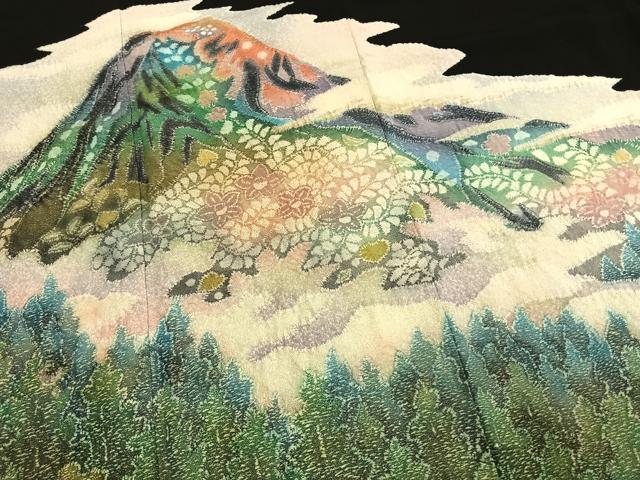 平和屋着物●豪華黒留袖　作家物　絞り　風景文　暈し染め　正絹　逸品　AABL8578fy