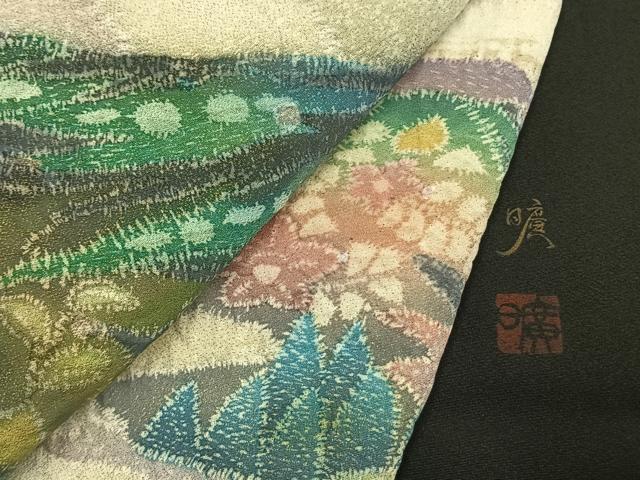 平和屋着物●豪華黒留袖　作家物　絞り　風景文　暈し染め　正絹　逸品　AABL8578fy