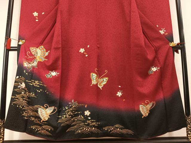平和屋着物●豪華振袖　花蝶文　暈し染め　金彩　正絹　逸品　AABL8580fy