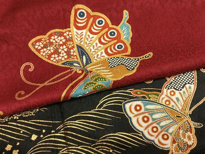 平和屋着物●豪華振袖　花蝶文　暈し染め　金彩　正絹　逸品　AABL8580fy