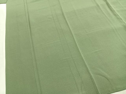 平和屋着物●上質な色無地　山葵色　証紙付き　正絹　逸品　未使用　AABL8590fy