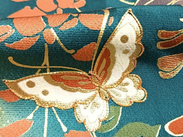 平和屋着物●豪華振袖　駒刺繍　花蝶文　暈し染め　金彩　正絹　逸品　AABL8597fy