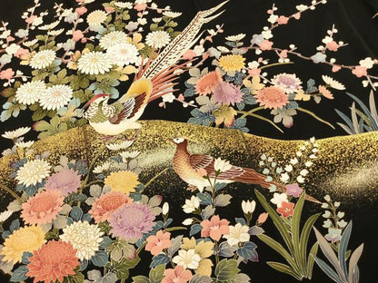 平和屋着物●豪華黒留袖　作家物　花鳥文　金彩　正絹　逸品　AABL8603fy