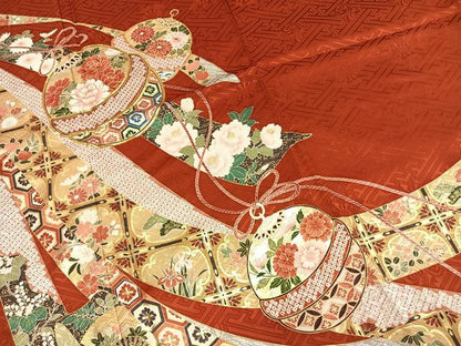 平和屋着物●豪華振袖　作家物　駒刺繍　鈴熨斗花文　金彩　正絹　逸品　AABL8604fy
