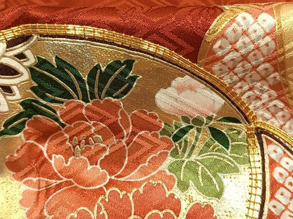 平和屋着物●豪華振袖　作家物　駒刺繍　鈴熨斗花文　金彩　正絹　逸品　AABL8604fy