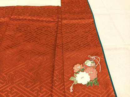 平和屋着物●豪華振袖　作家物　駒刺繍　鈴熨斗花文　金彩　正絹　逸品　AABL8604fy