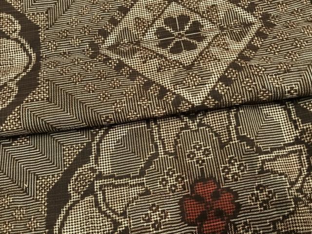 平和屋着物●本場大島紬　龍郷絣　正絹　逸品　AABL8620fy