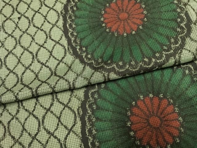 平和屋着物●本場大島紬　割り込み絣　吉祥花文　正絹　逸品　AABL8621fy
