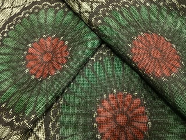 平和屋着物●本場大島紬　割り込み絣　吉祥花文　正絹　逸品　AABL8621fy