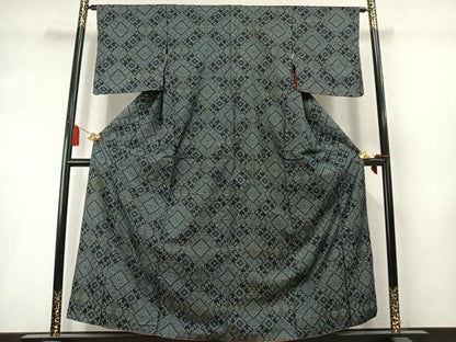 平和屋着物●本場大島紬　龍郷絣　正絹　逸品　AABL8622fy