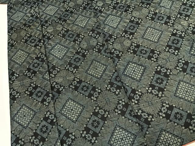 平和屋着物●本場大島紬　龍郷絣　正絹　逸品　AABL8622fy