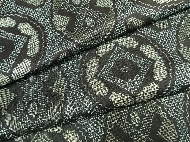 平和屋着物●本場大島紬　割り込み絣　幾何学丸文　正絹　逸品　AABL8624fy