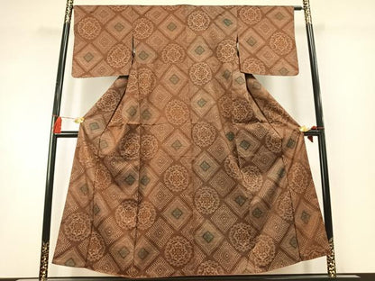平和屋着物●本場大島紬　吉祥花文　正絹　逸品　AABL8625fy