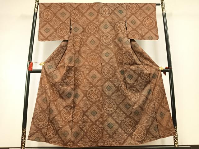 平和屋着物●本場大島紬　吉祥花文　正絹　逸品　AABL8625fy