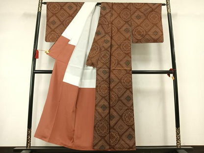 平和屋着物●本場大島紬　吉祥花文　正絹　逸品　AABL8625fy