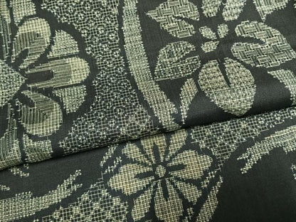平和屋着物●本場大島紬　アンティーク大島　割り込み絣　草花文　正絹　逸品　AABL8628fy