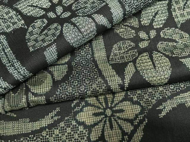 平和屋着物●本場大島紬　アンティーク大島　割り込み絣　草花文　正絹　逸品　AABL8628fy