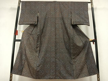 平和屋着物●本場大島紬　龍郷絣　正絹　逸品　AABL8629fy