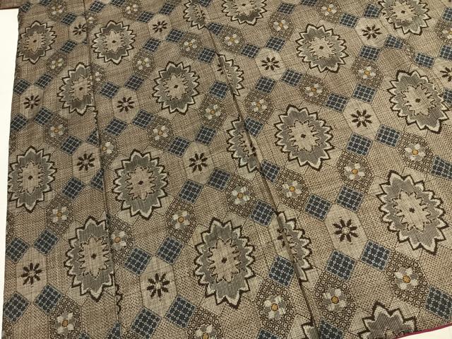 平和屋着物●本場大島紬　割り込み絣　亀甲花文　正絹　逸品　AABL8630fy