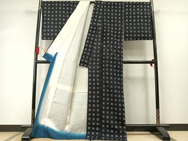 平和屋着物●本場村山大島紬　7マルキ　色紙丸文　ロング丈　正絹　逸品　AABL8631fy