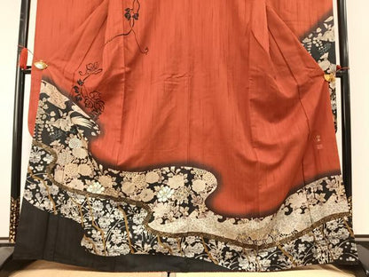 平和屋着物●児玉任弘　振袖　花鳥文　暈し染め　金彩　正絹　逸品　AABL8635fy
