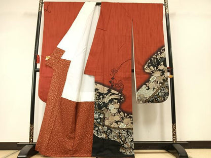 平和屋着物●児玉任弘　振袖　花鳥文　暈し染め　金彩　正絹　逸品　AABL8635fy