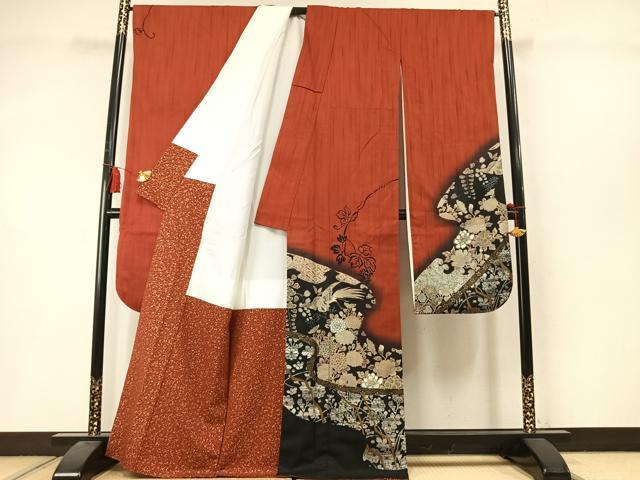 平和屋着物●児玉任弘　振袖　花鳥文　暈し染め　金彩　正絹　逸品　AABL8635fy