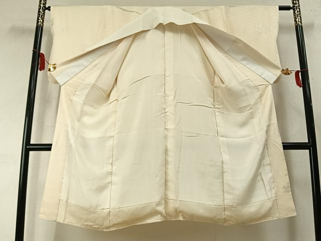 平和屋着物●長襦袢　袷　草花文　銀彩　正絹　逸品　AABL8636fy