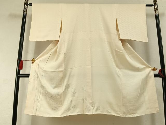 平和屋着物●長襦袢　袷　草花文　銀彩　正絹　逸品　AABL8636fy