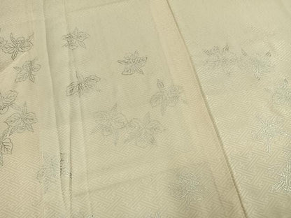 平和屋着物●長襦袢　袷　草花文　銀彩　正絹　逸品　AABL8636fy