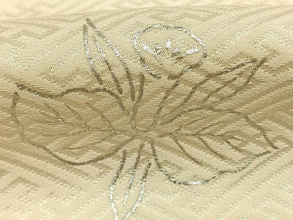 平和屋着物●長襦袢　袷　草花文　銀彩　正絹　逸品　AABL8636fy