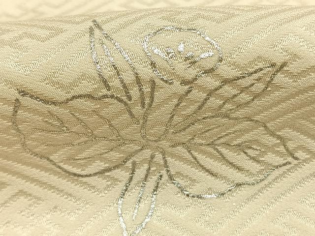 平和屋着物●長襦袢　袷　草花文　銀彩　正絹　逸品　AABL8636fy