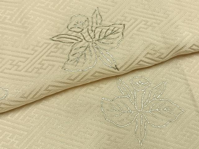 平和屋着物●長襦袢　袷　草花文　銀彩　正絹　逸品　AABL8636fy