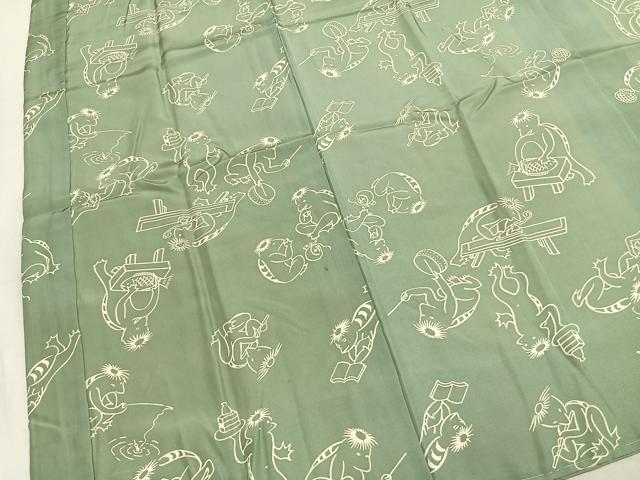 平和屋着物●男性　長襦袢　袷　河童　正絹　逸品　AABL8637fy