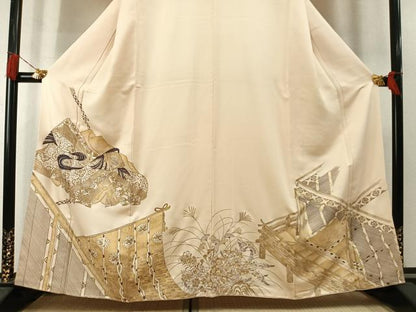 平和屋着物●豪華色留袖　人物文　金彩　正絹　逸品　AABL8639fy