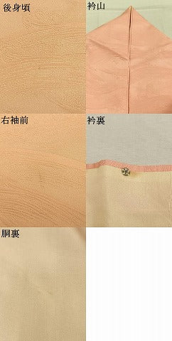 平和屋着物●上質な色無地　立波地紋　一斤染色　正絹　逸品　AABL8652fy