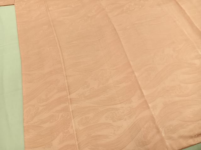 平和屋着物●上質な色無地　立波地紋　一斤染色　正絹　逸品　AABL8652fy