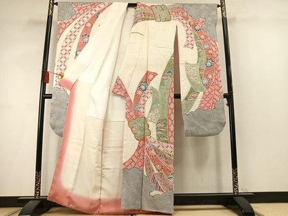 平和屋着物●豪華振袖　絞り　束ね熨斗花文　金彩　正絹　逸品　AABL8658fy