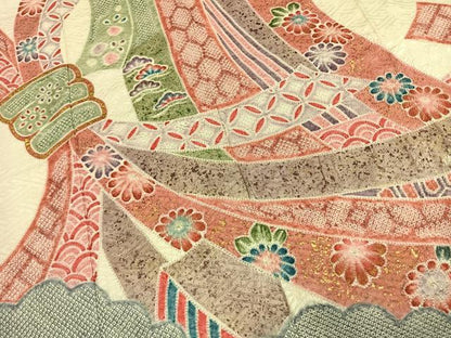 平和屋着物●豪華振袖　絞り　束ね熨斗花文　金彩　正絹　逸品　AABL8658fy