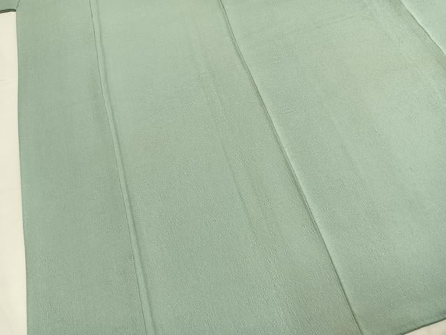 平和屋着物●京加賀友禅　百貫達雄　色無地　草花地紋　錆青磁色　東武百貨店扱い　正絹　逸品　AABL8674fy