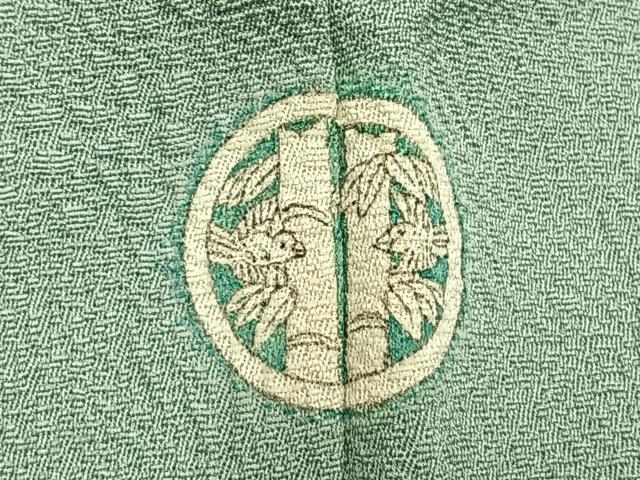 平和屋着物●京加賀友禅　百貫達雄　色無地　草花地紋　錆青磁色　東武百貨店扱い　正絹　逸品　AABL8674fy
