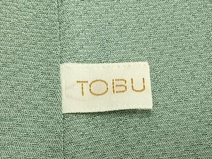 平和屋着物●京加賀友禅　百貫達雄　色無地　草花地紋　錆青磁色　東武百貨店扱い　正絹　逸品　AABL8674fy