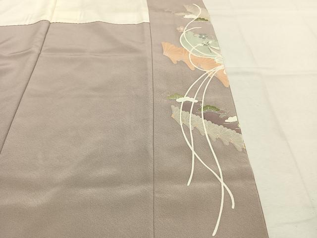 平和屋着物●豪華色留袖　駒刺繍　扇面花鳥文　金彩　正絹　逸品　未使用　AABL8678fy